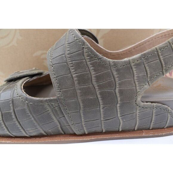 Sofft Womens Size 9 Adalia Olive Buckle Croc Embossed Suede Leather Sandals - Picture 11 of 13